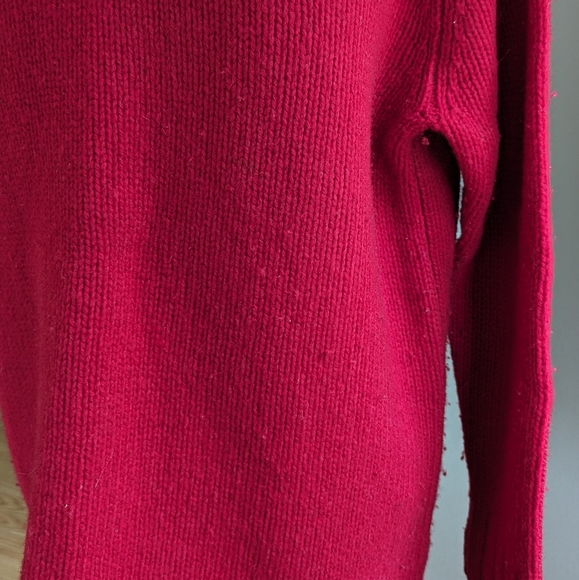 J. Crew Mens Pullover V Neck Long Sleeve Wool Sweater Red Size Medium - Picture 6 of 11